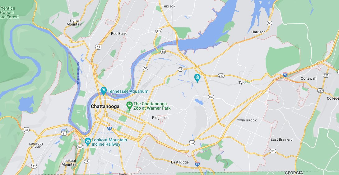 Map Of Chattanooga, Tennessee