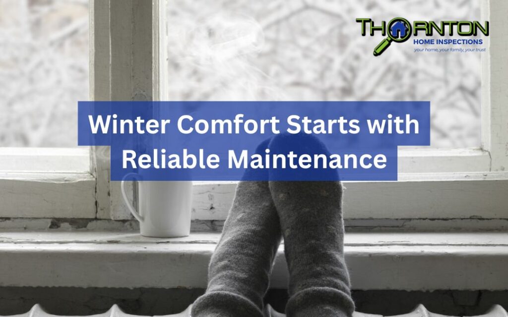 Graphic displaying text about how a tune-up protects the heating system all winter, supporting the section on HVAC seasonal care.